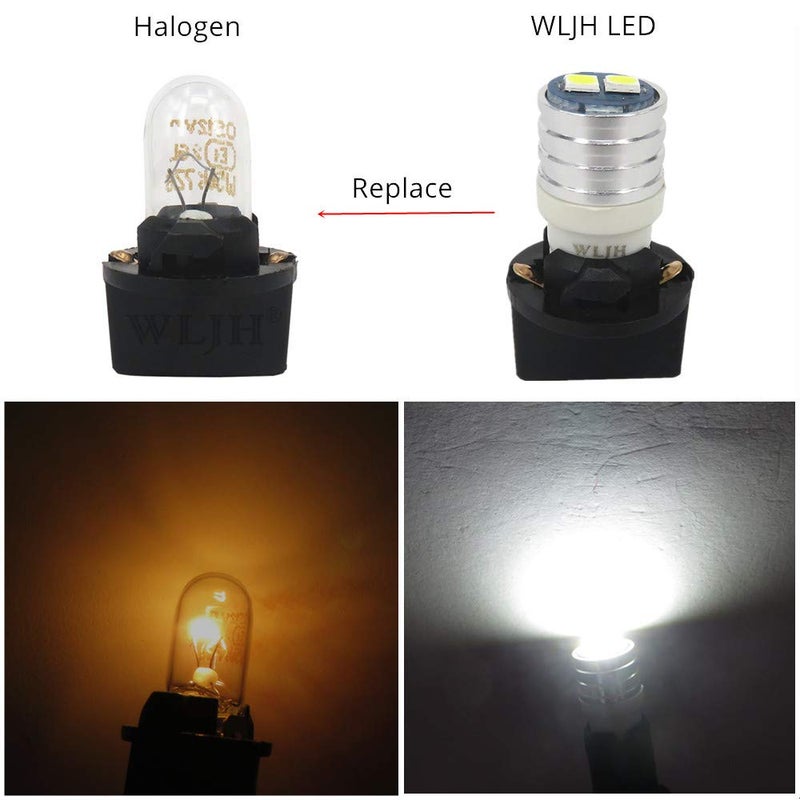 WLJH T10 Led Interior Lights Car Gauge Dashboard Dash Light Instrument Cluster Panel w5w 2825 194 Led Bulb Twist Socket Pc195 Pc194 Pc168 Super Bright 12V (White,Pack Of 6) - Image 2